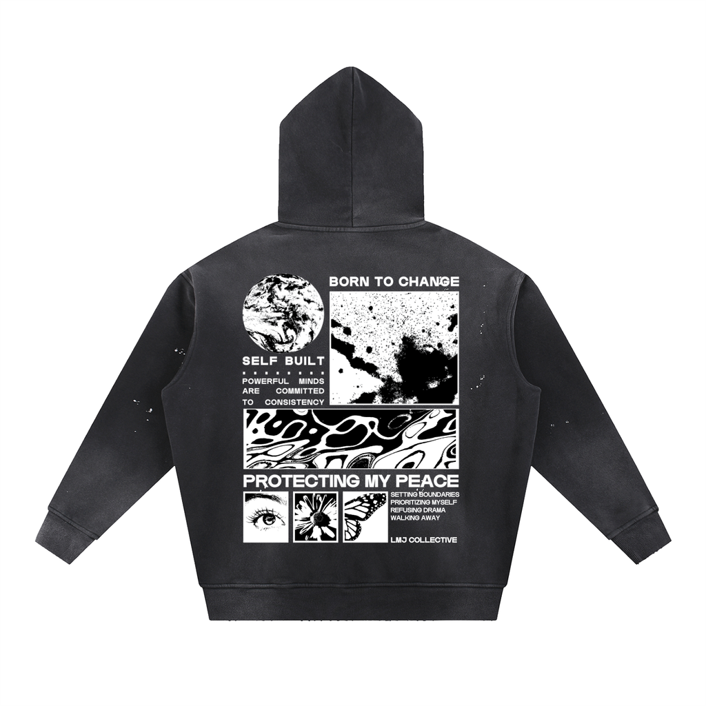 FIRST DROP REMIX Vintage Washed Frayed Fleece Hoodie