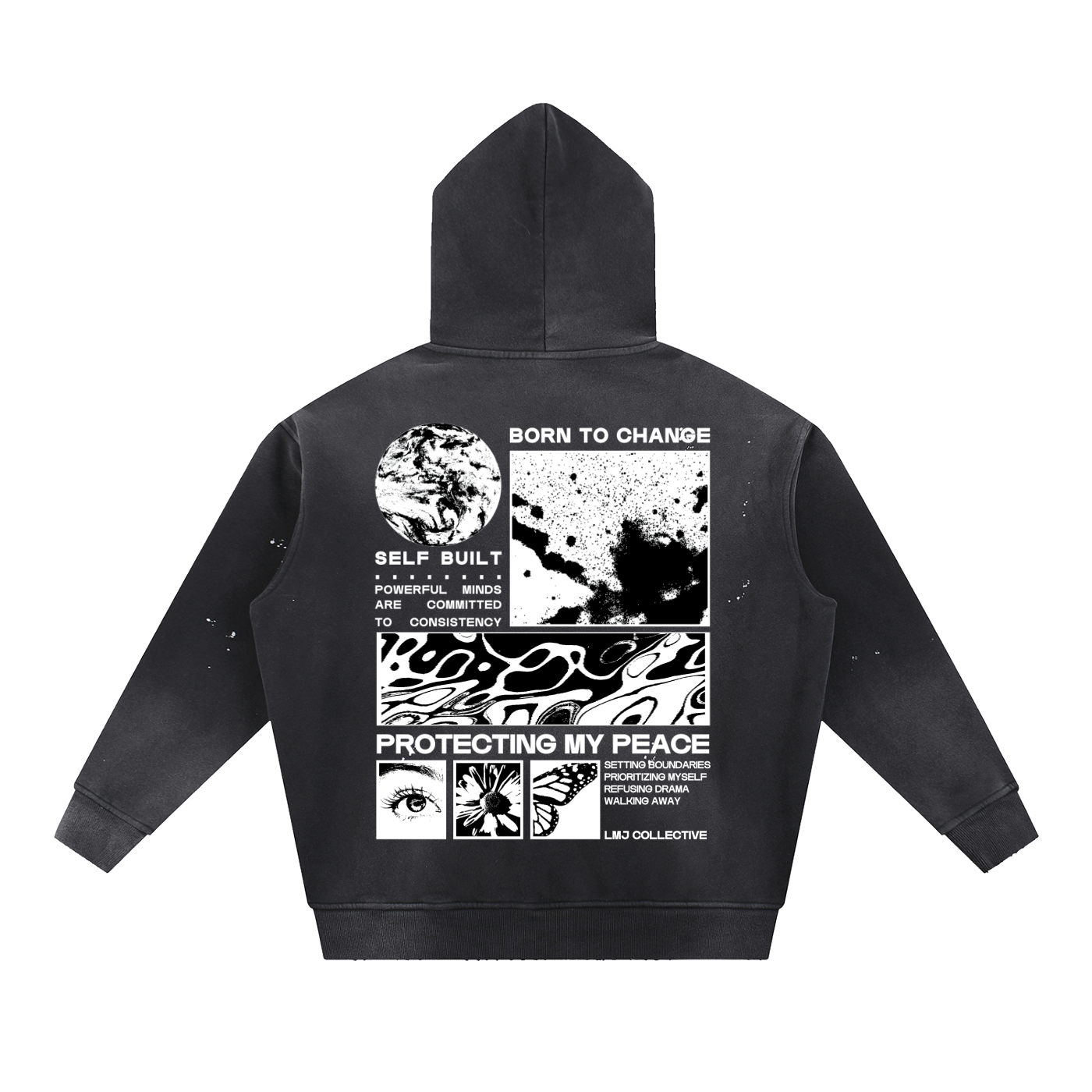 FIRST DROP REMIX Vintage Washed Frayed Fleece Hoodie
