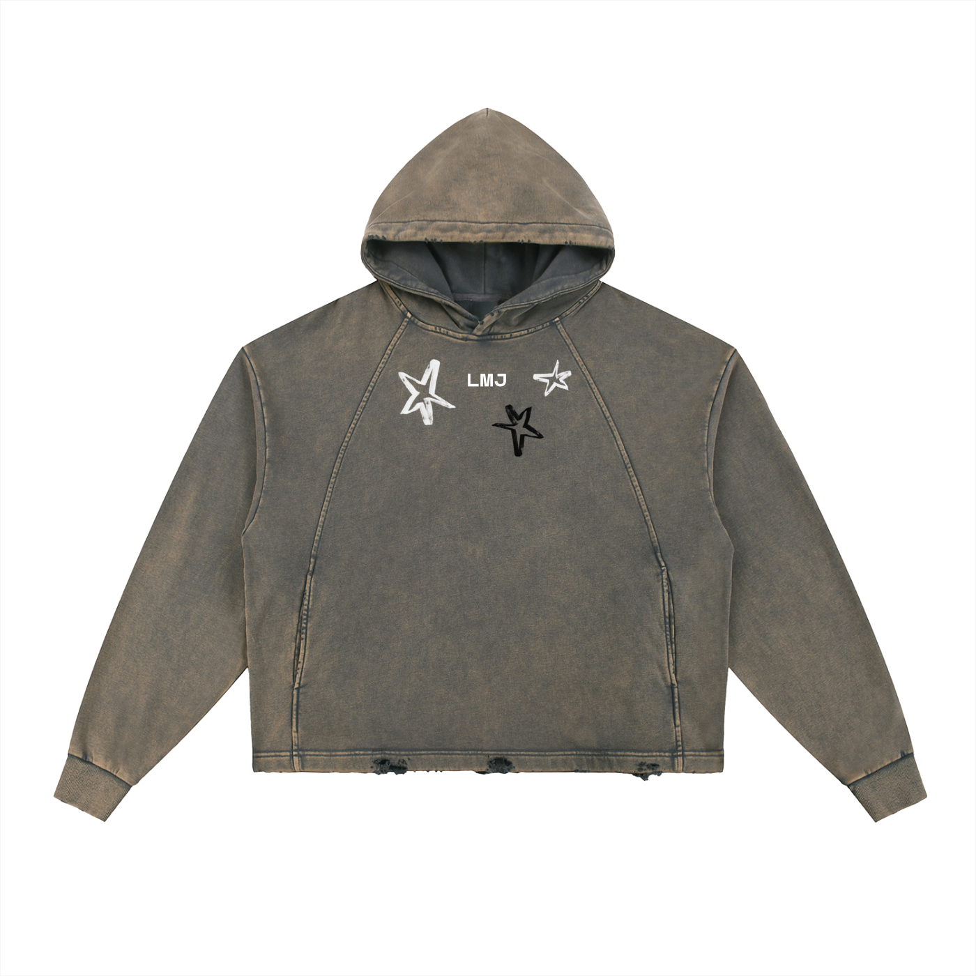 BORN TO CHANGE Vintage Washed Frayed-Hem Hoodie