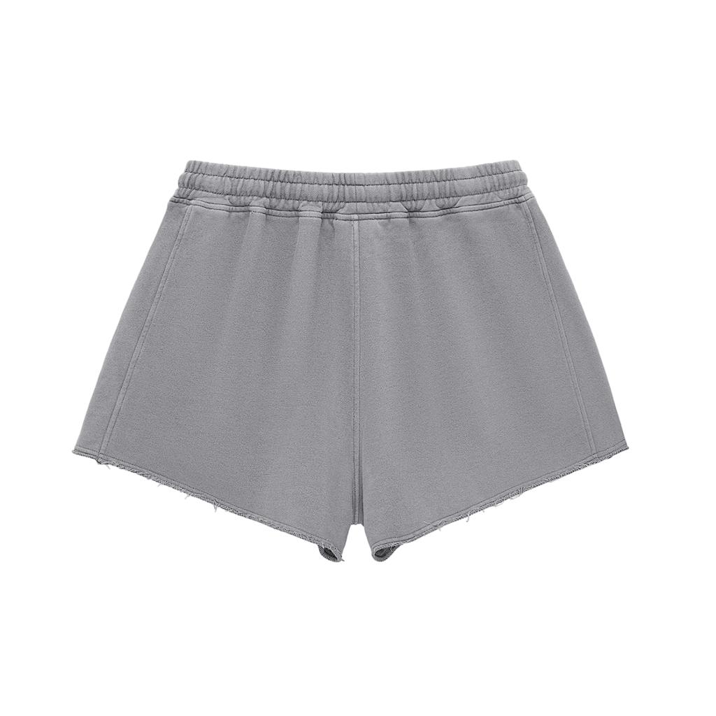 BORN TO CHANGE Snow Washed Raw Edge Drawstring Shorts
