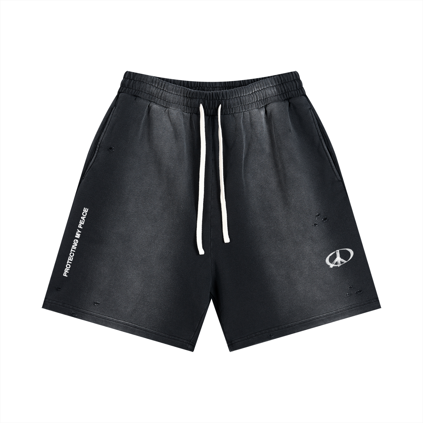 PROTECTING MY PEACE Sun Fade Distressed Shorts