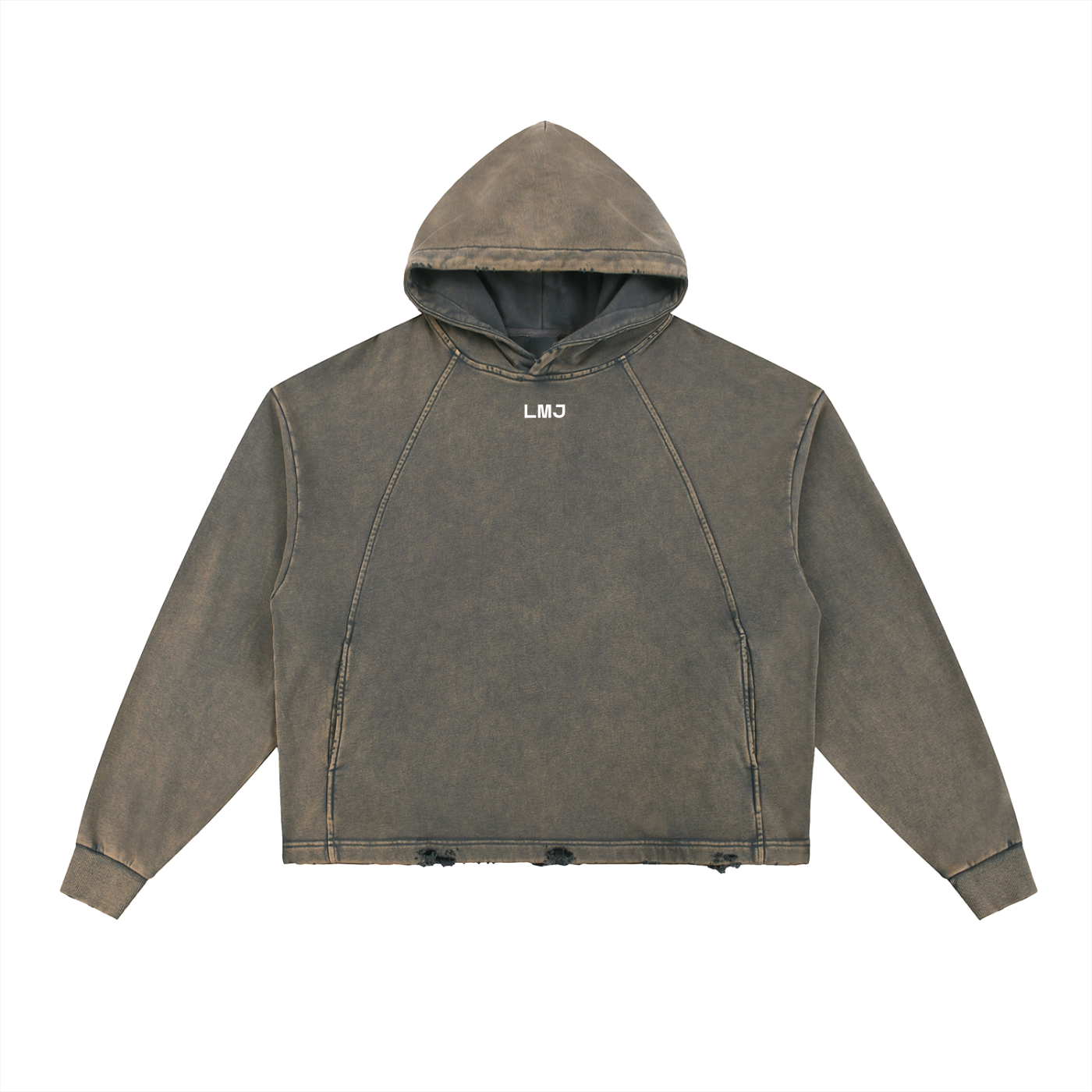 PROTECTING MY PEACE Vintage Washed Frayed-Hem Hoodie