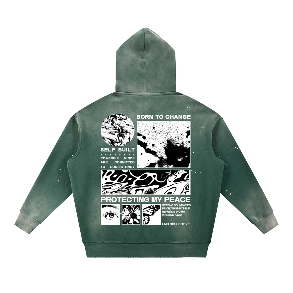 FIRST DROP REMIX Vintage Washed Frayed Fleece Hoodie