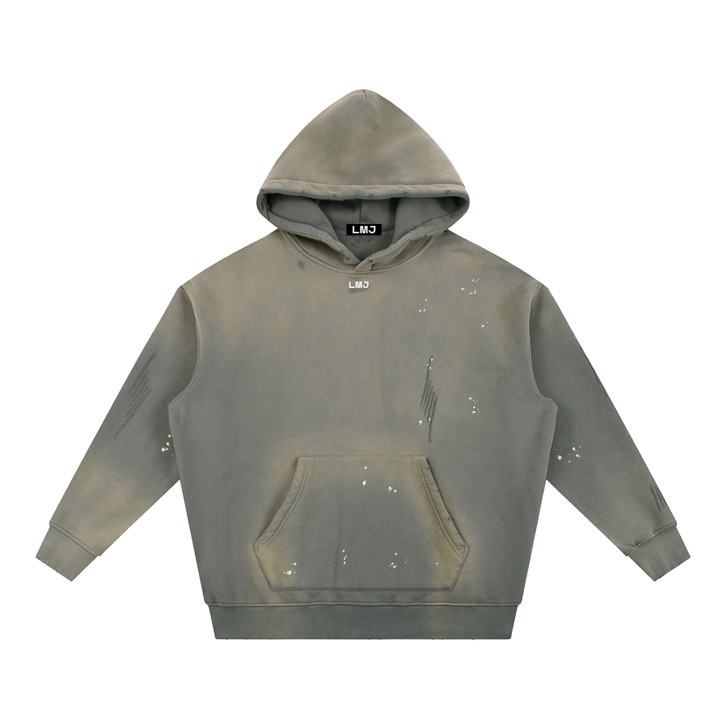 FIRST DROP REMIX Vintage Washed Frayed Fleece Hoodie
