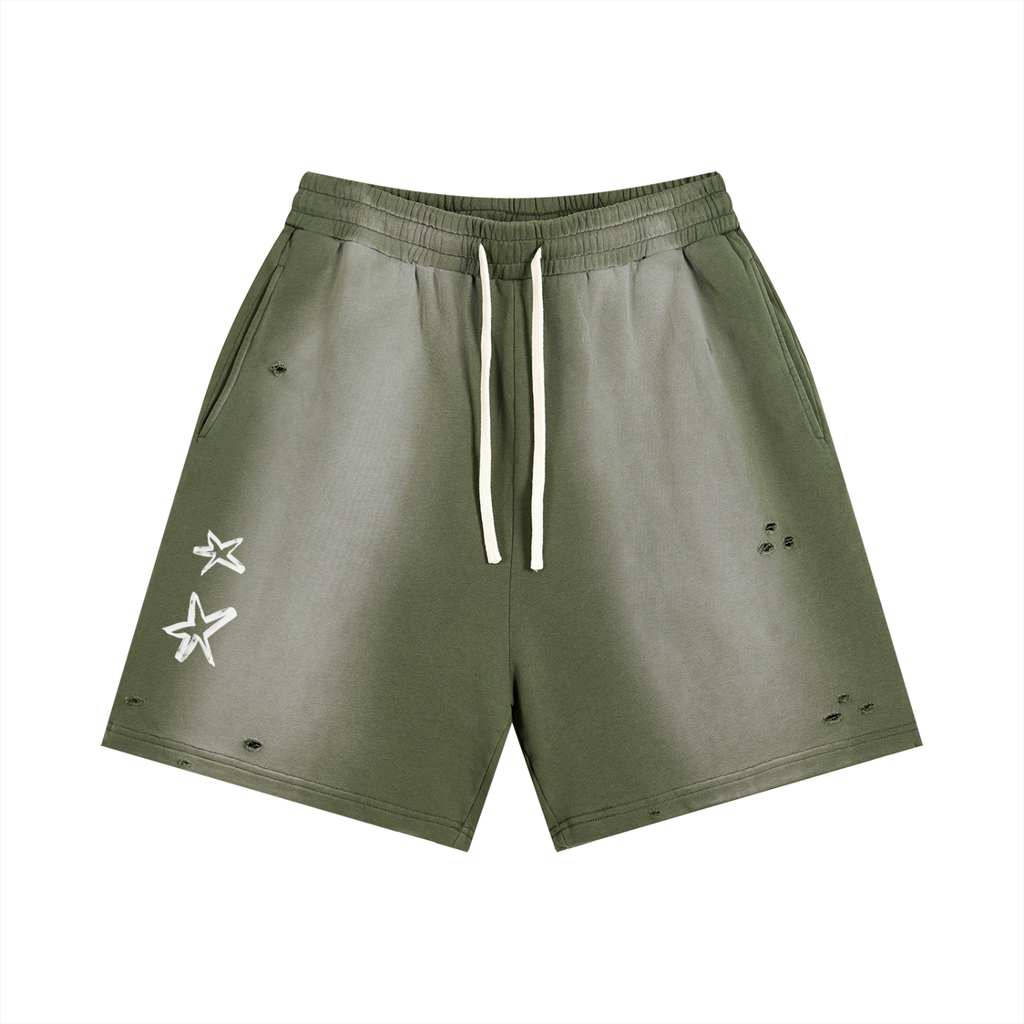 BORN TO CHANGE Sun Fade Distressed Shorts