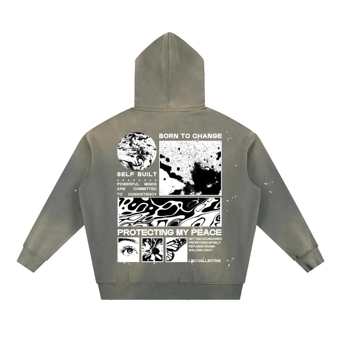 FIRST DROP REMIX Vintage Washed Frayed Fleece Hoodie