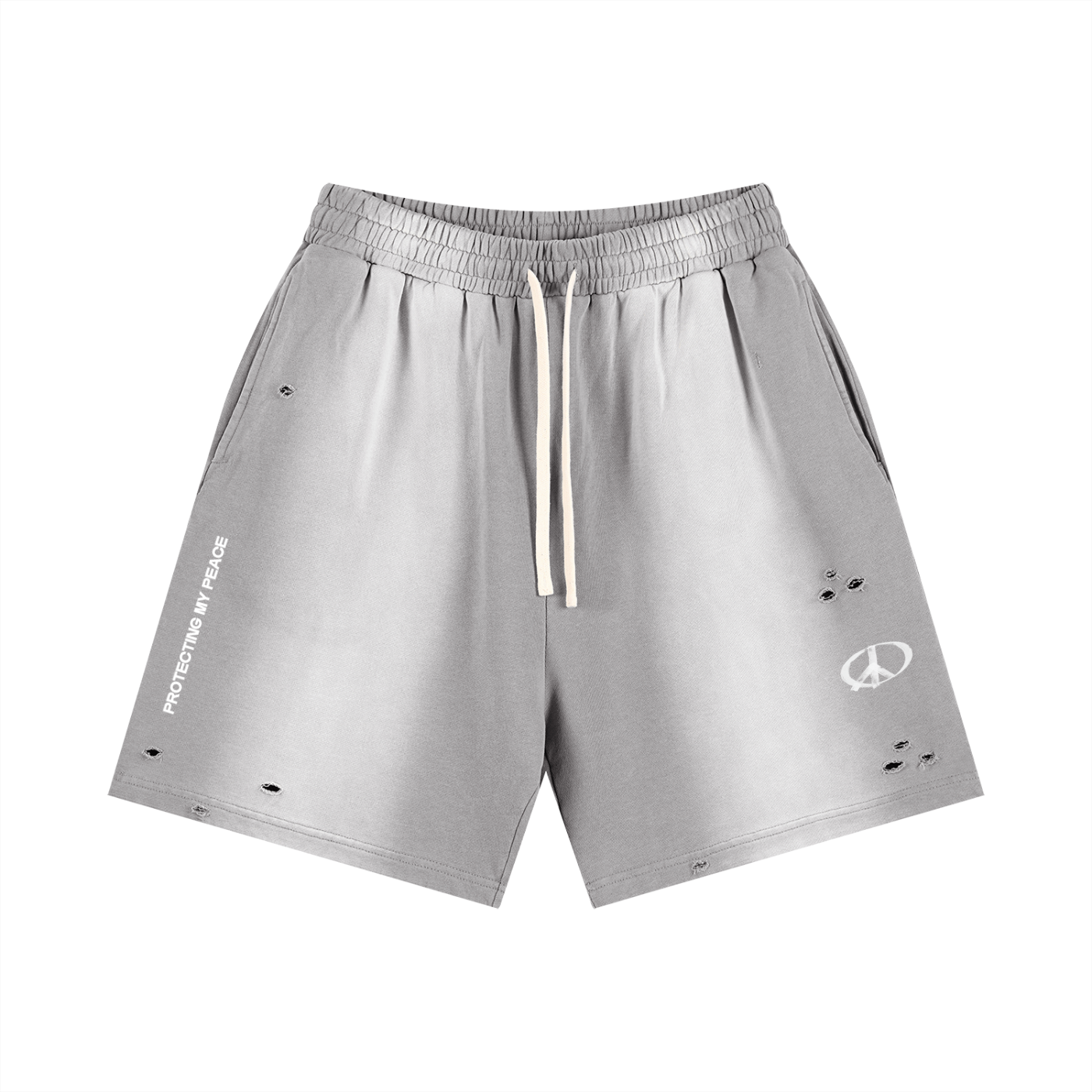 PROTECTING MY PEACE Sun Fade Distressed Shorts