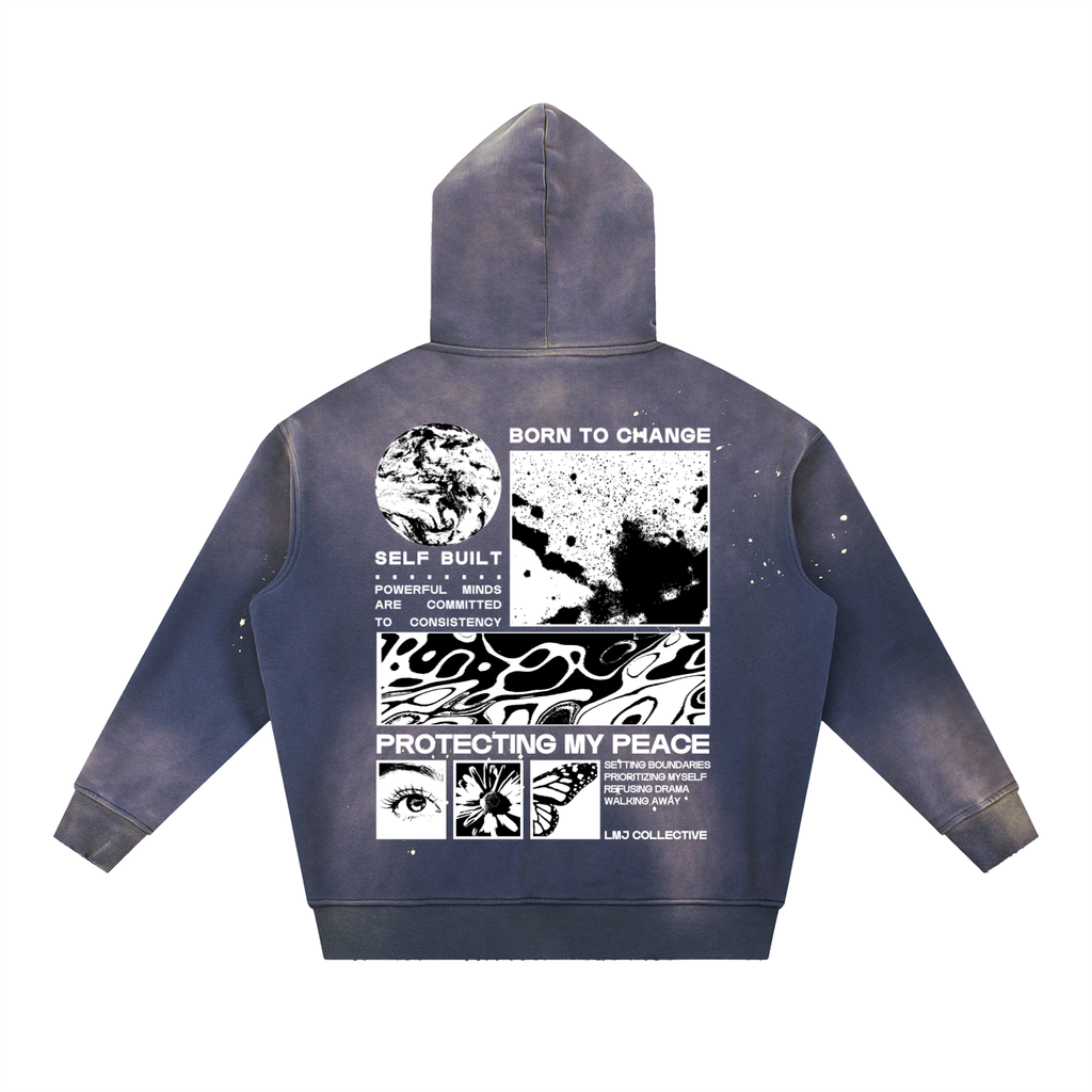 FIRST DROP REMIX Vintage Washed Frayed Fleece Hoodie
