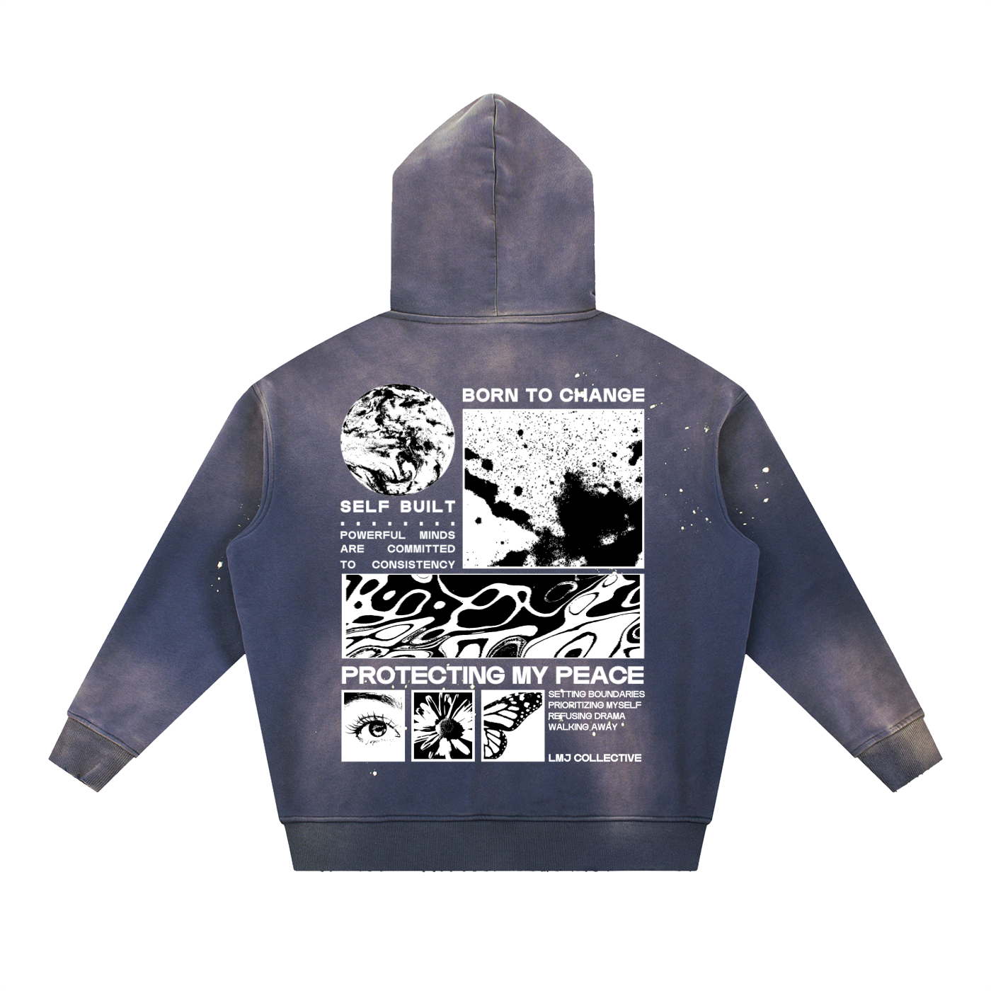 FIRST DROP REMIX Vintage Washed Frayed Fleece Hoodie