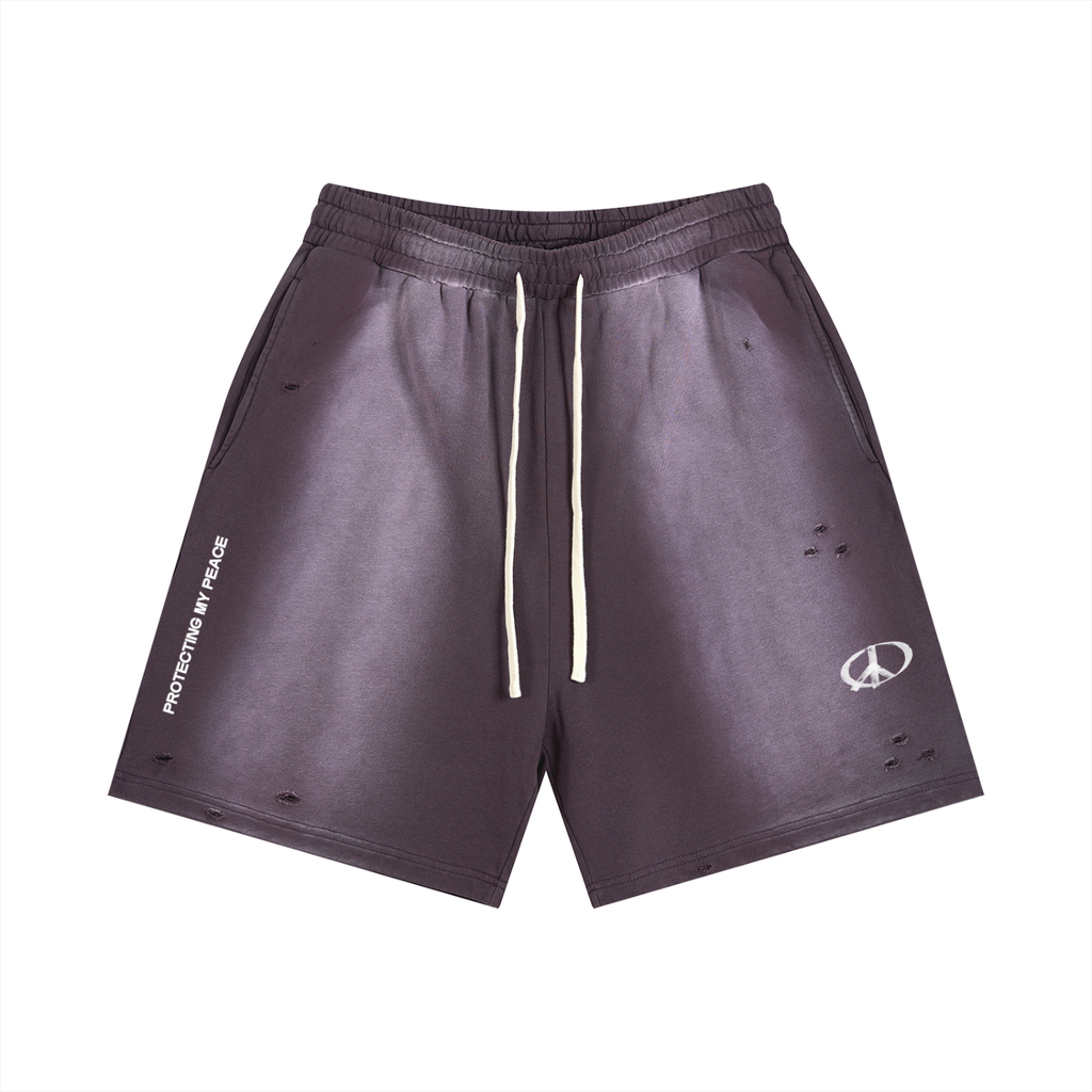 PROTECTING MY PEACE Sun Fade Distressed Shorts