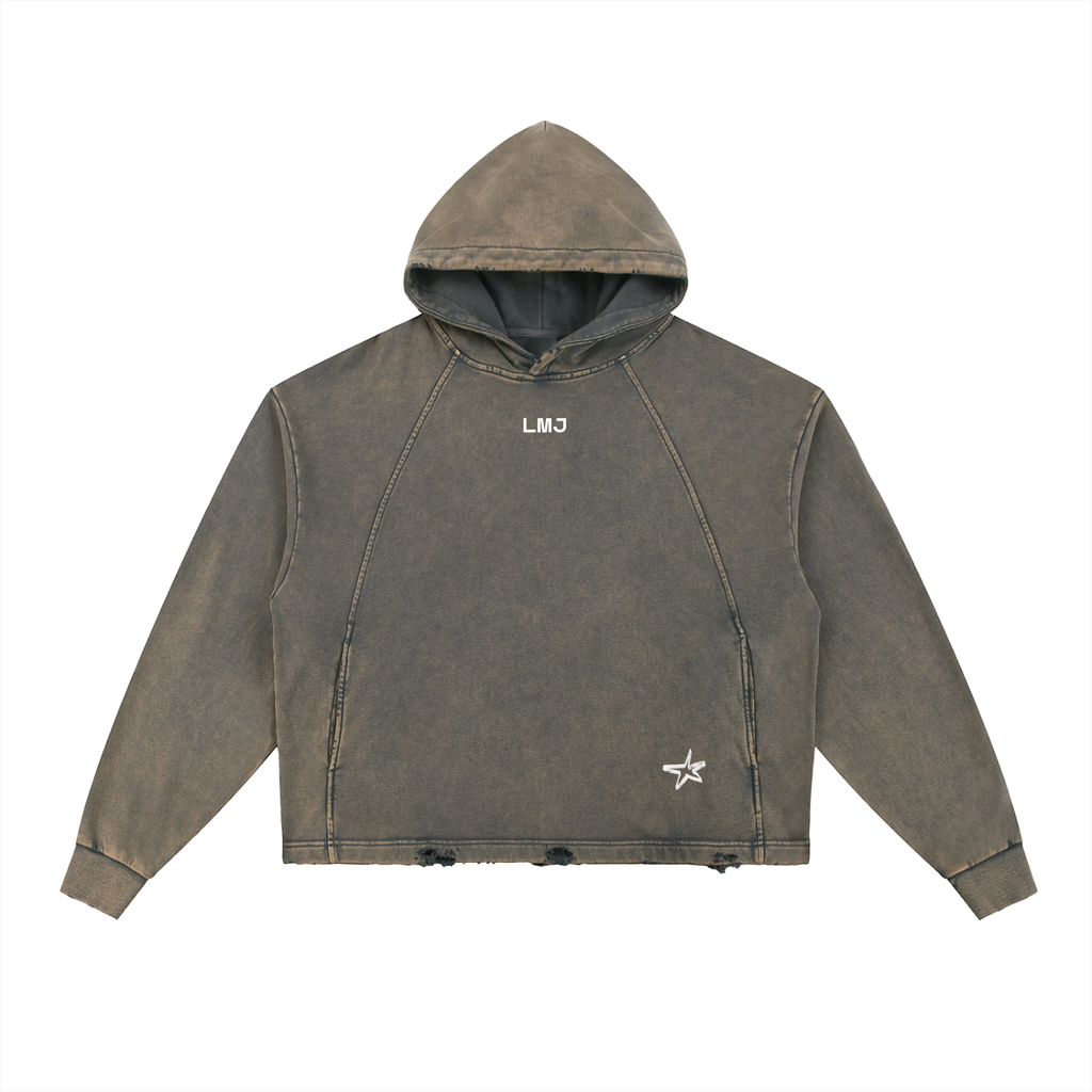 BORN TO CHANGE Vintage Washed Frayed-Hem Hoodie