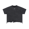 PROTECTING MY PEACE Vintage Wash Boxy Distressed Hem T-Shirt