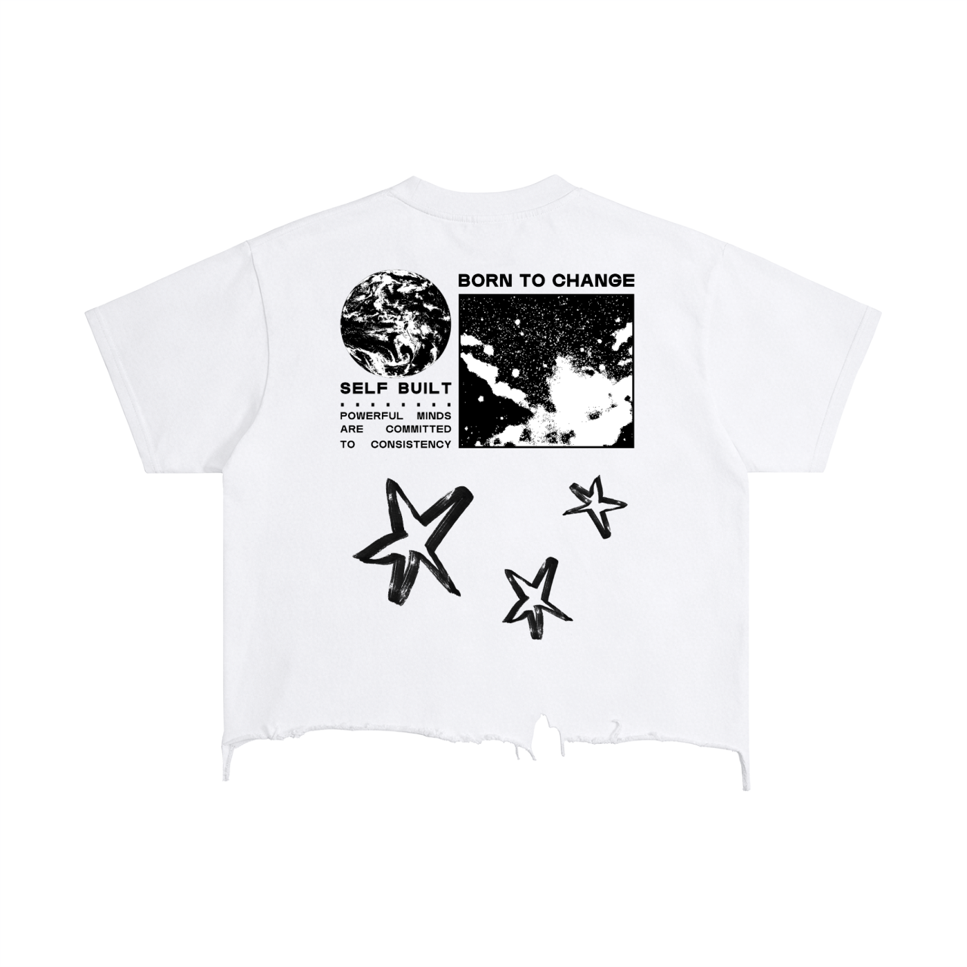 BORN TO CHANGE Vintage Wash Boxy Distressed Hem T-Shirt