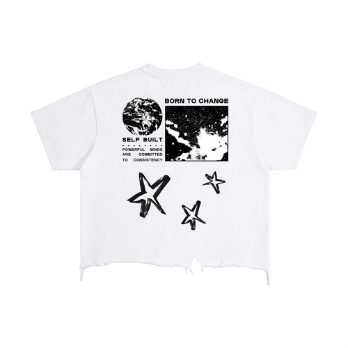 BORN TO CHANGE Vintage Wash Boxy Distressed Hem T-Shirt