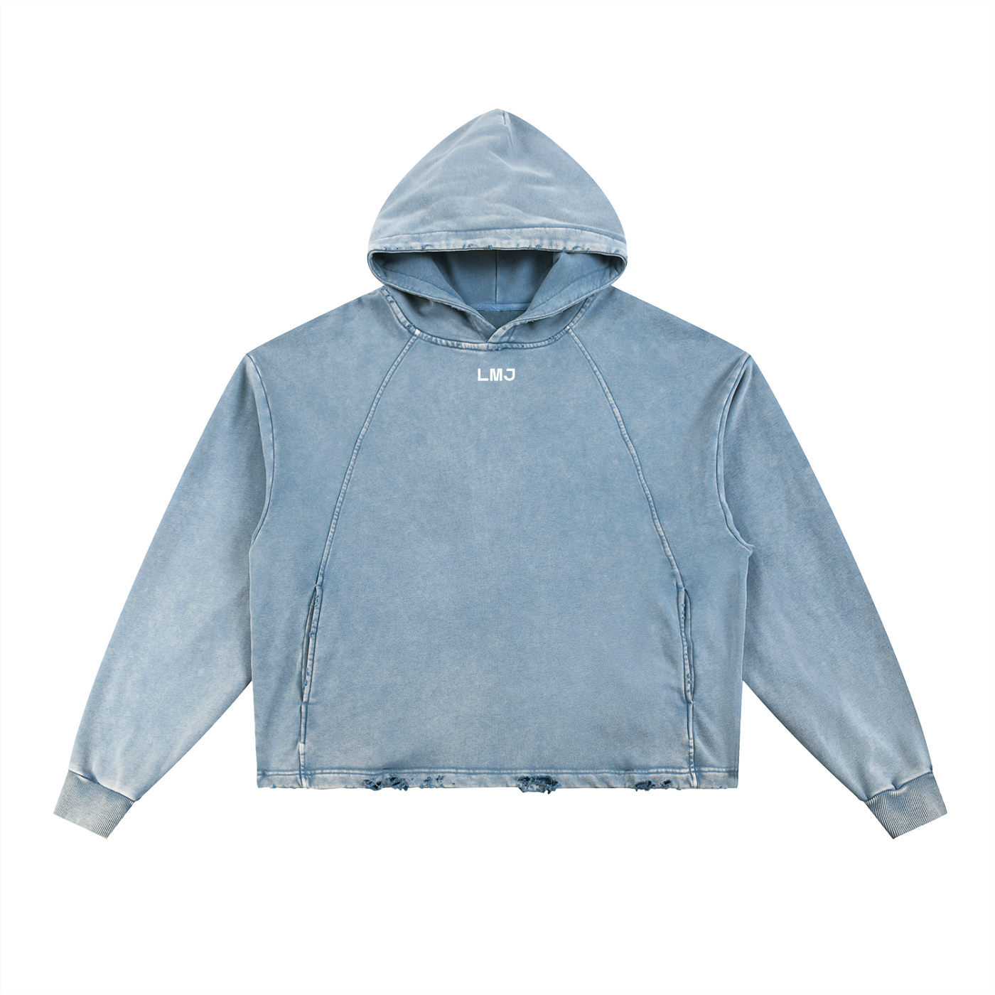 PROTECTING MY PEACE Vintage Washed Frayed-Hem Hoodie