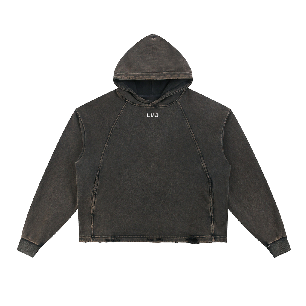 PROTECTING MY PEACE Vintage Washed Frayed-Hem Hoodie