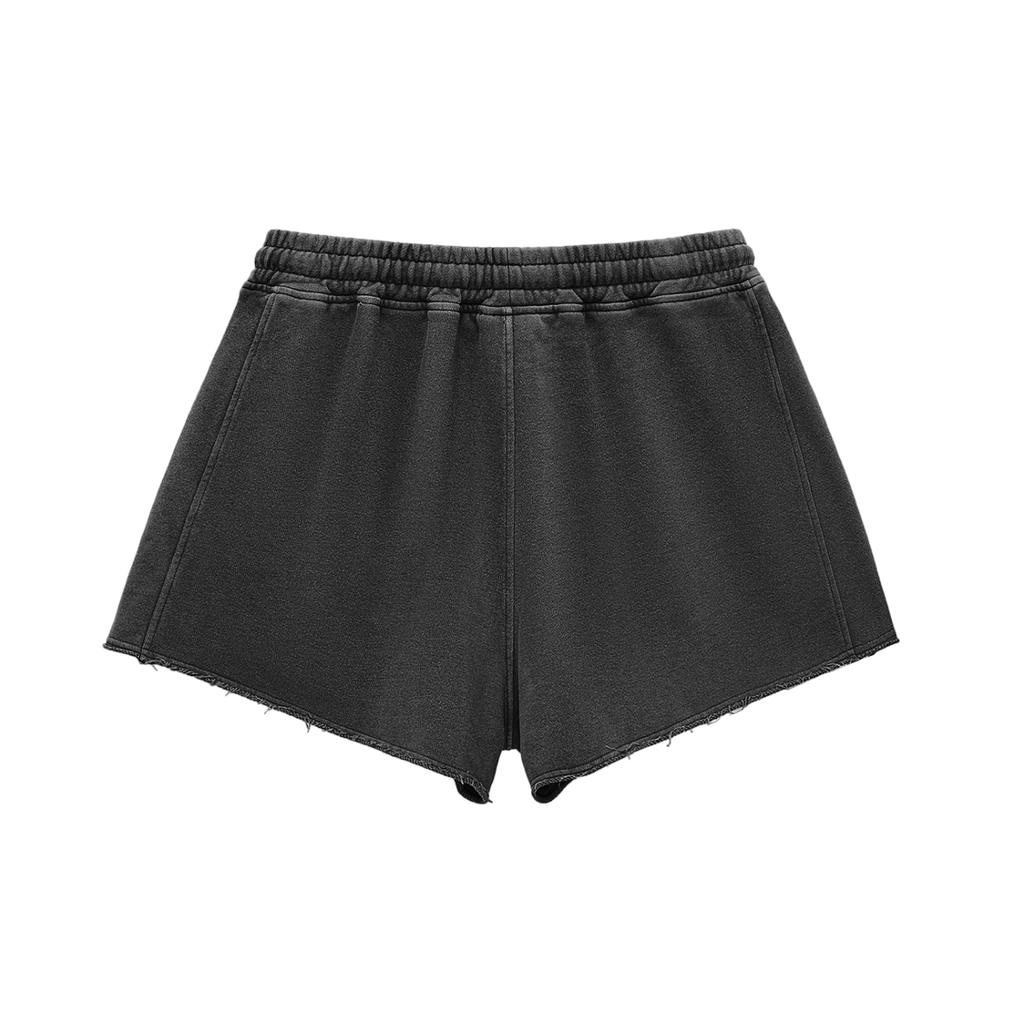 BORN TO CHANGE Snow Washed Raw Edge Drawstring Shorts