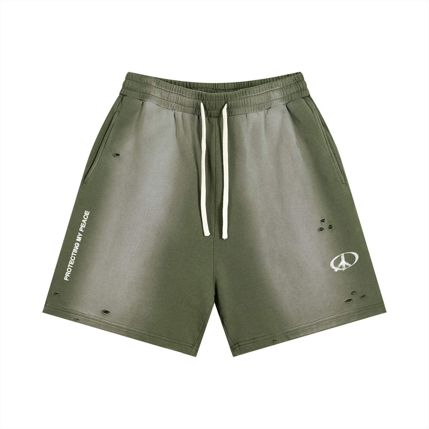 PROTECTING MY PEACE Sun Fade Distressed Shorts
